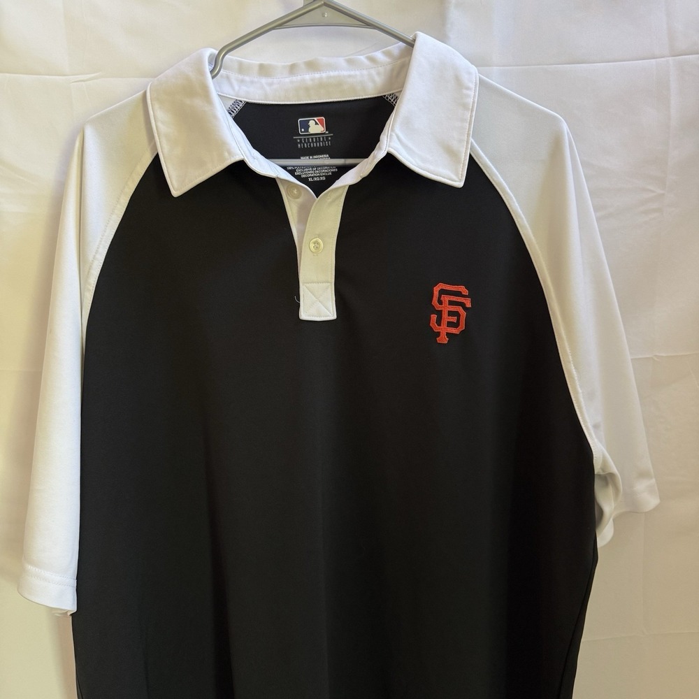 San Francisco Giants MLB Genuine Merchandise Polo Golf Shirt Mens XL Black/White - Picture 2 of 10
